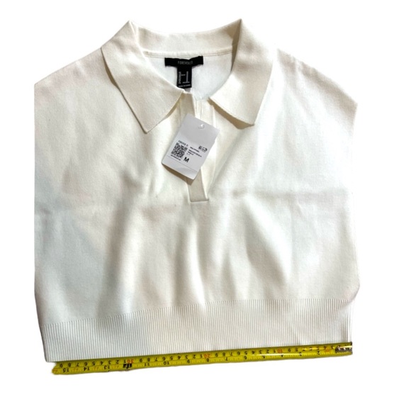 Forever 21 Sleeveless Sweater-Knit Crop Top ivory cream medium M vest NWT - Picture 5 of 10